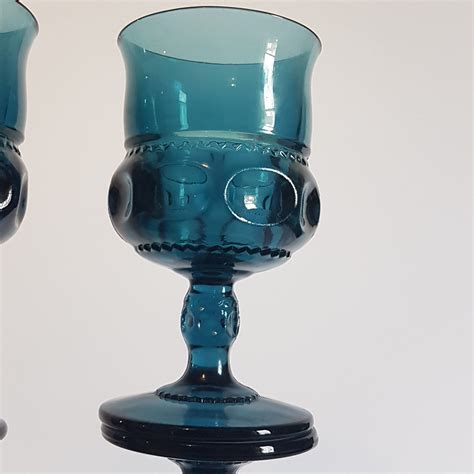 blue thumbprint glasses|vintage thumbprint glassware.